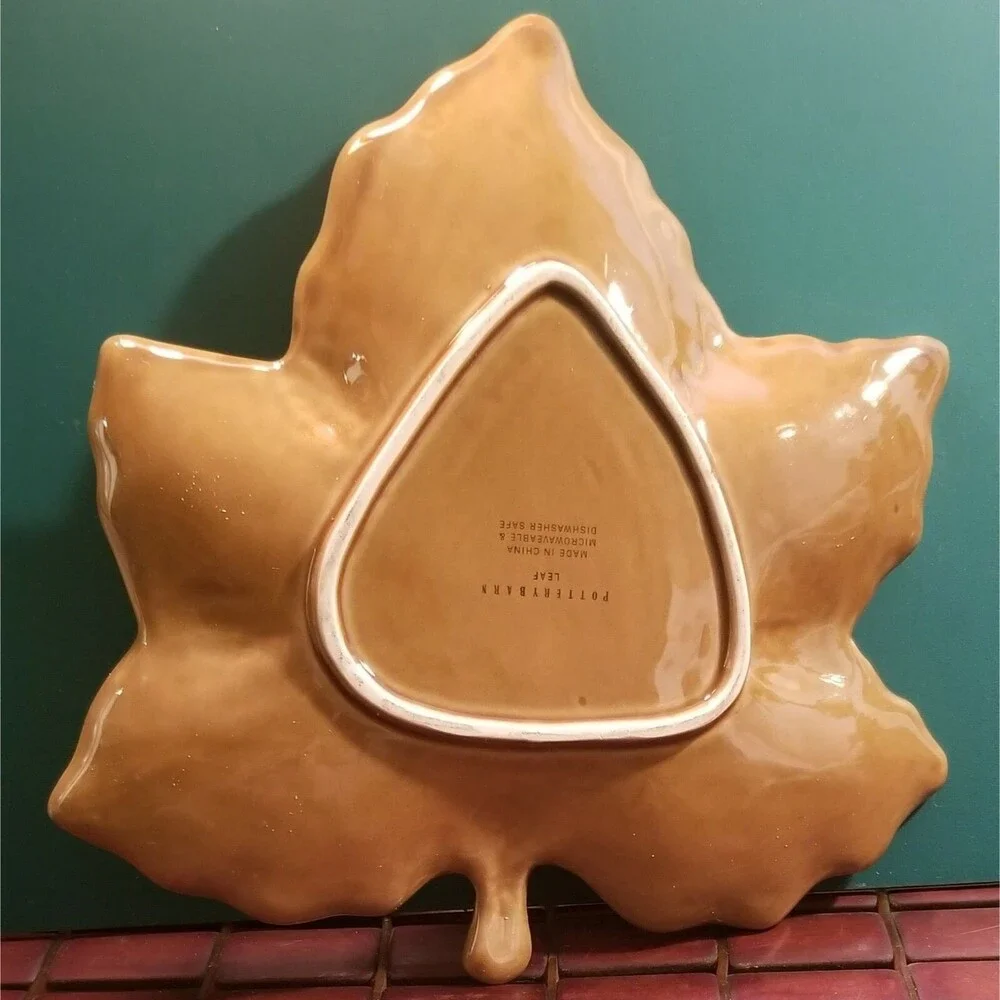 Pair of Pottery Barn Brown Maple Leaf Salad Plates 11